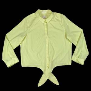 Chico's No-Iron Yellow Button-Down Long Sleeve Top | Size L